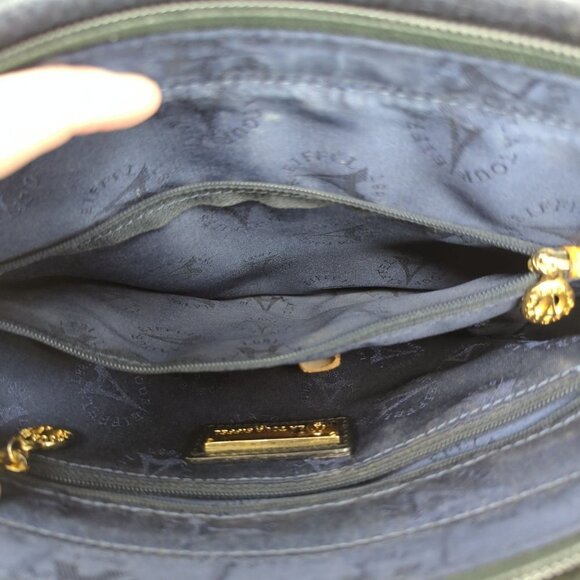 LA Tour Eiffel 1887 Red Green and Blue Pebbled Leather Handbag - Picture 8 of 14